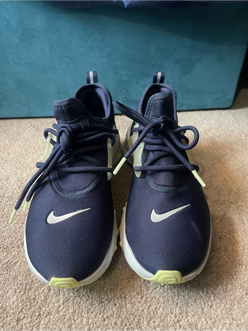 Nike Men’s Navy and Lime Green Sneakers